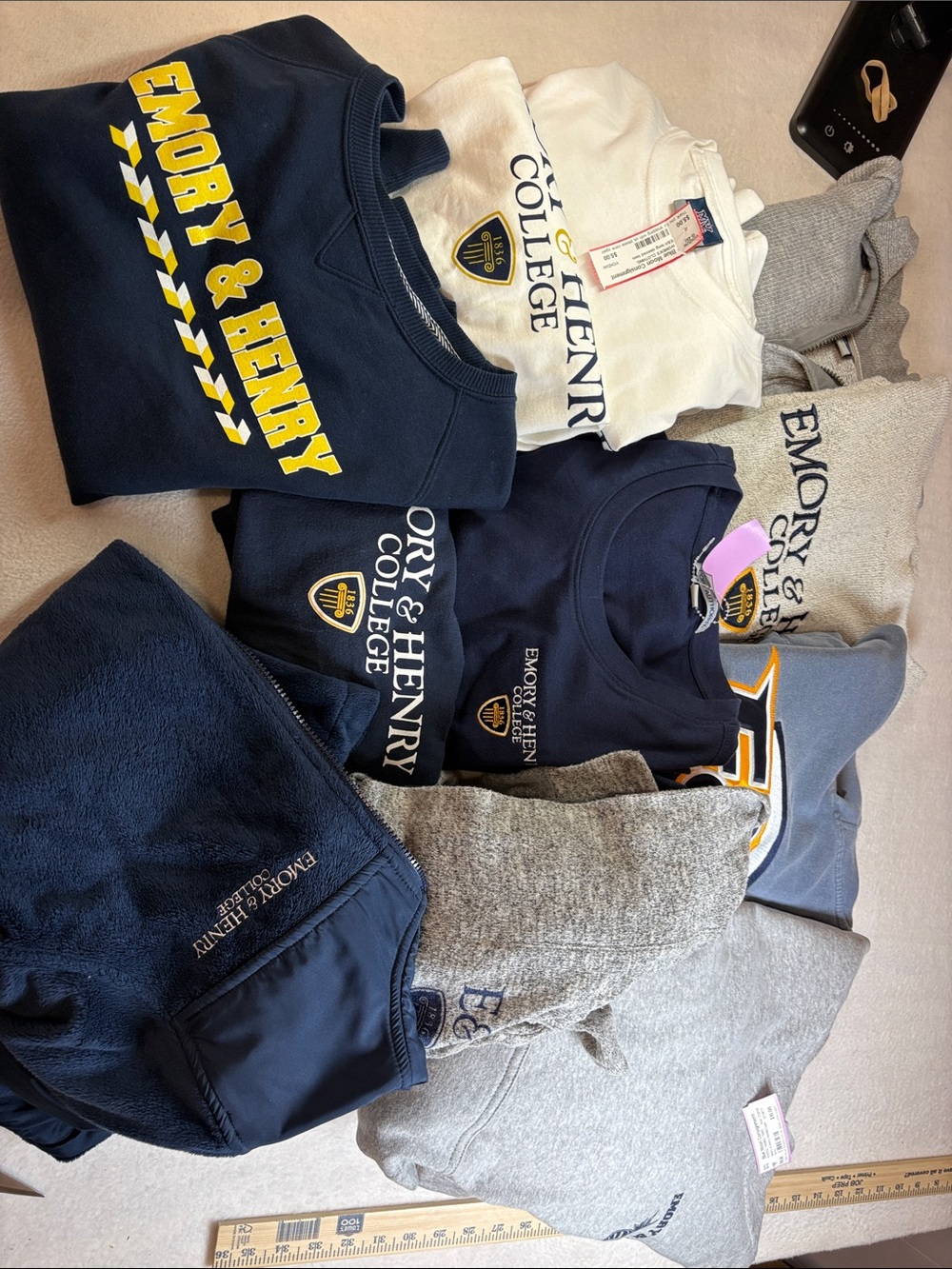 Huge lot of Emory & Henry Women's tees, sweatshirts and coat!  Size small/med!